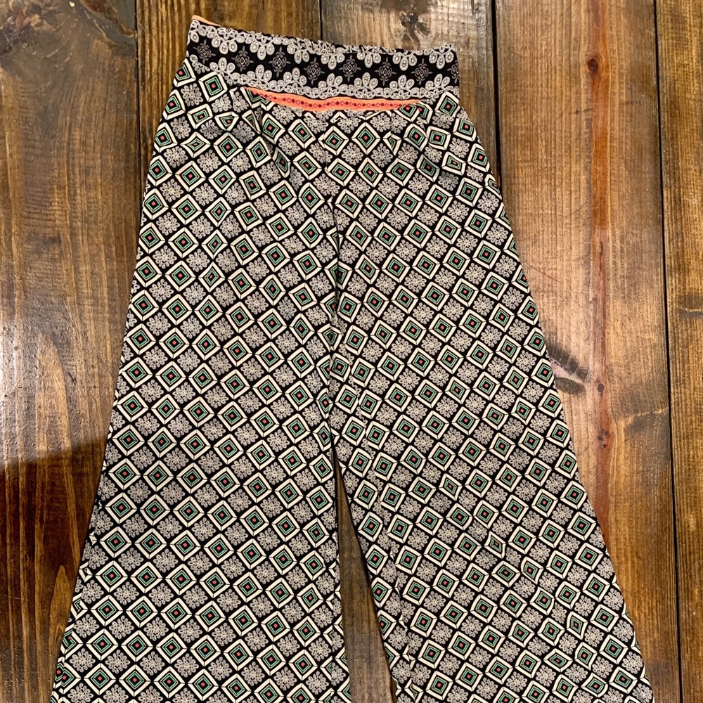 High waist tribal print wide leg pants